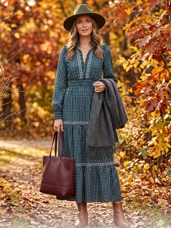 Max Studio Dresses & Skirts - Max Studio Tiered Ruffle Dark Green Smocked Maxi Dress Women's Size X Small